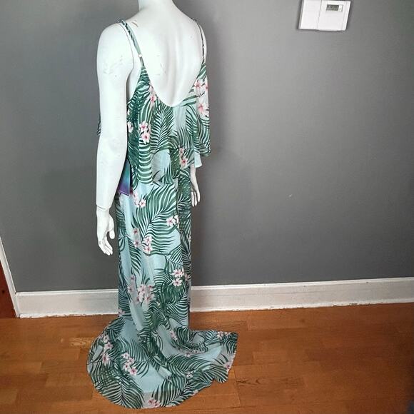 Mumu Maxi dress XXL tank Hawaiian Slip green wedding guest party boho NWT - Picture 9 of 15